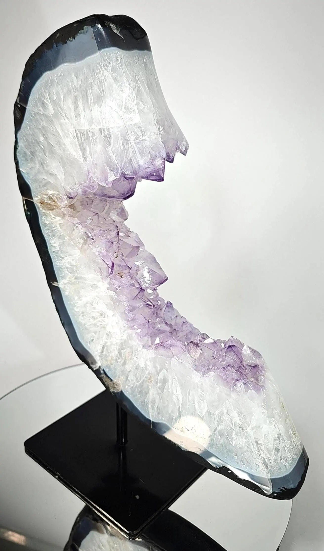 Beautiful Amethyst Half Moon on Stand - Product of Brazil Crystal Hoarder