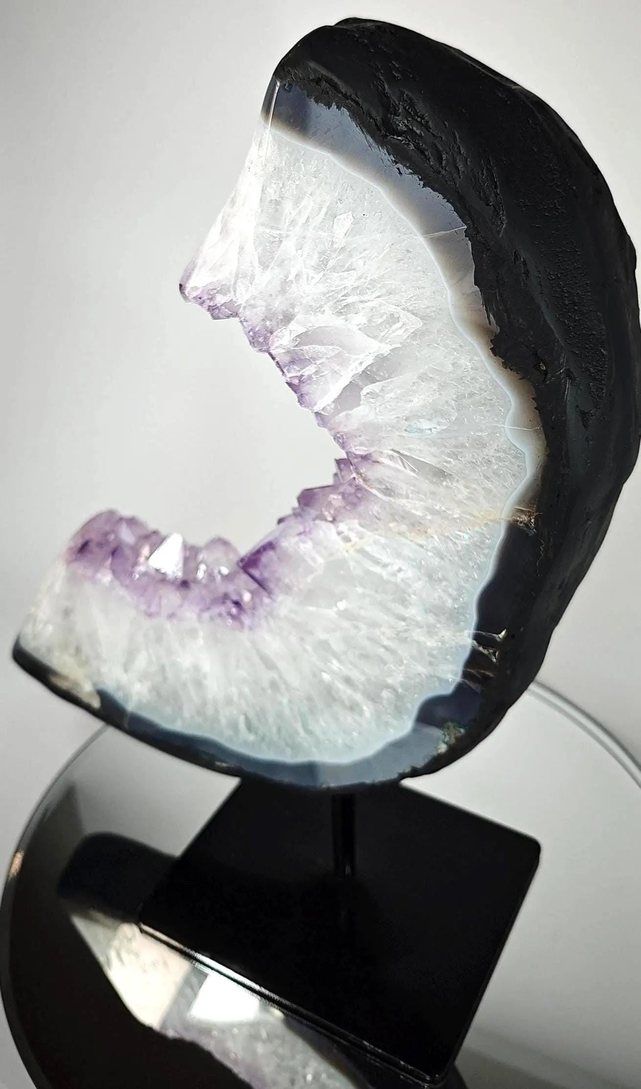Beautiful Amethyst Half Moon on Stand - Product of Brazil Crystal Hoarder