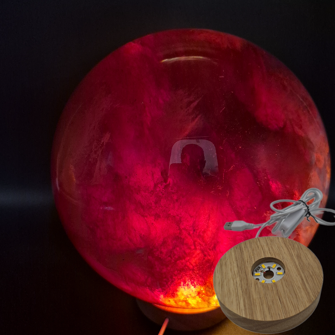 Huge AAA+ Red Smelt Quartz Sphere 27 lbs - 8in (203mm) Crystal Ball - Massive Deep Red Sphere - Optional LED Light Base Crystal Hoarder