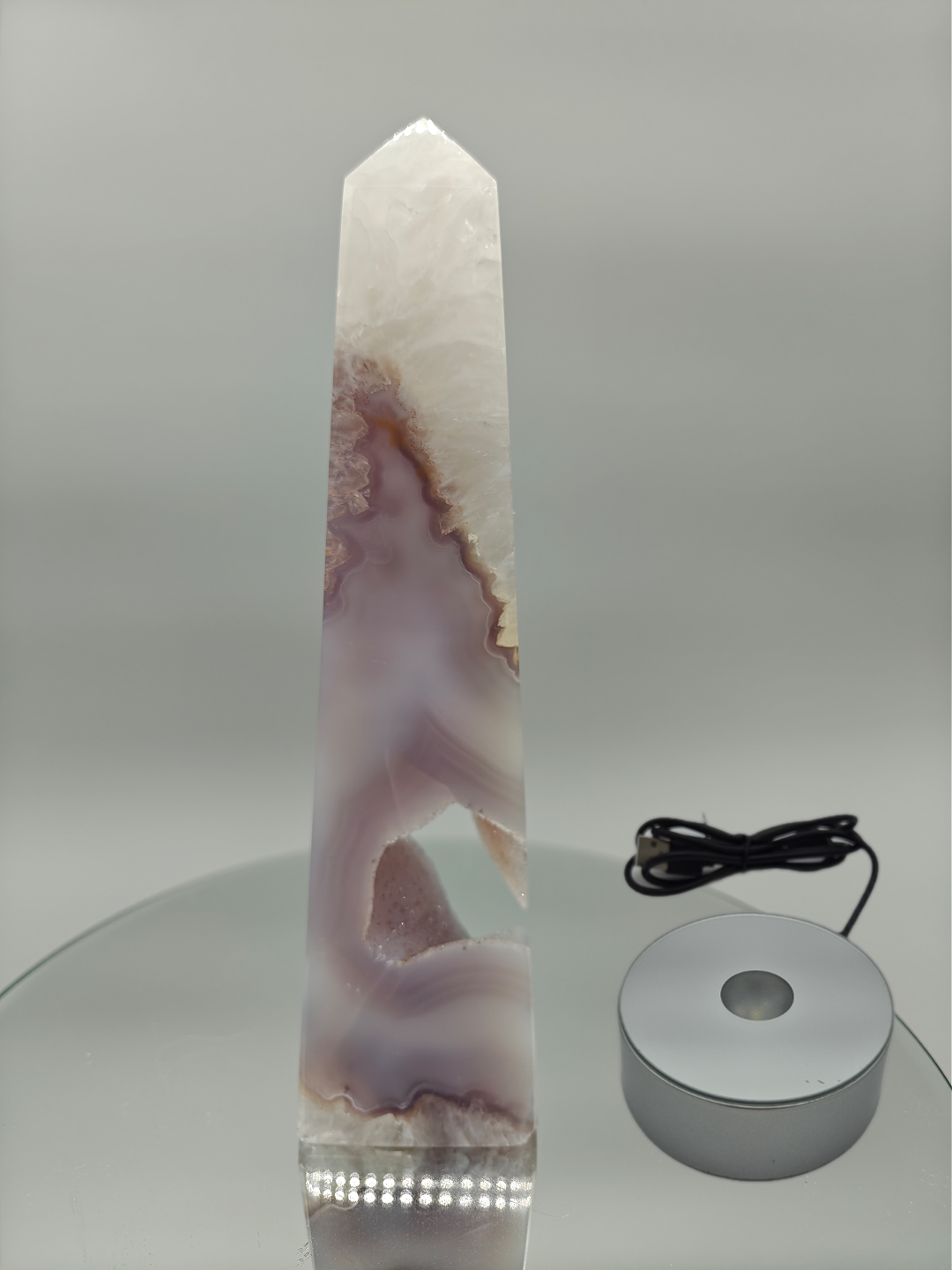 One-of-a-Kind Druzy Agate Tower - Floating Cutout Formation | Natural Crystal Point | 2.34 lbs | Optional Lighted Display Base Crystal Hoarder
